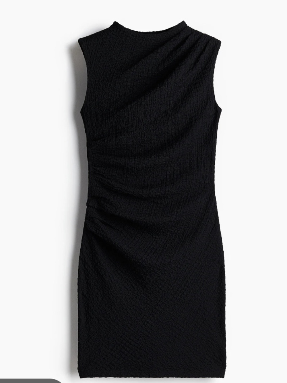 H & M Divided Classic Black Sleeveless Ruched Sheath Dress